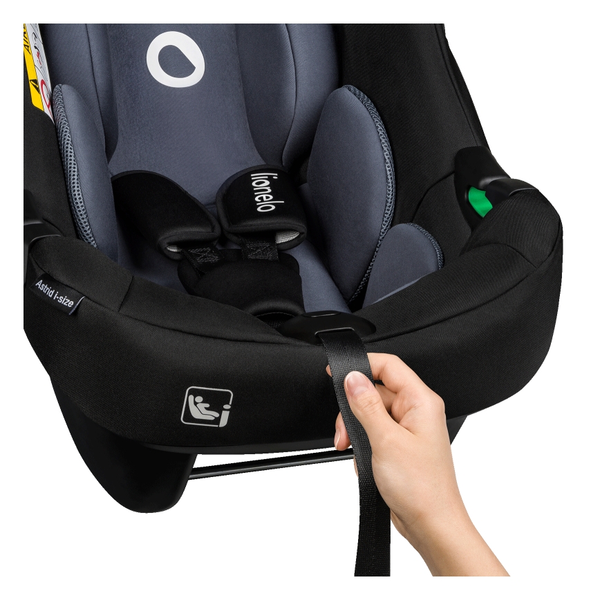 Lionelo - Rotating car seat with base ASTRID SET i-Size 40-87 cm Black Grey