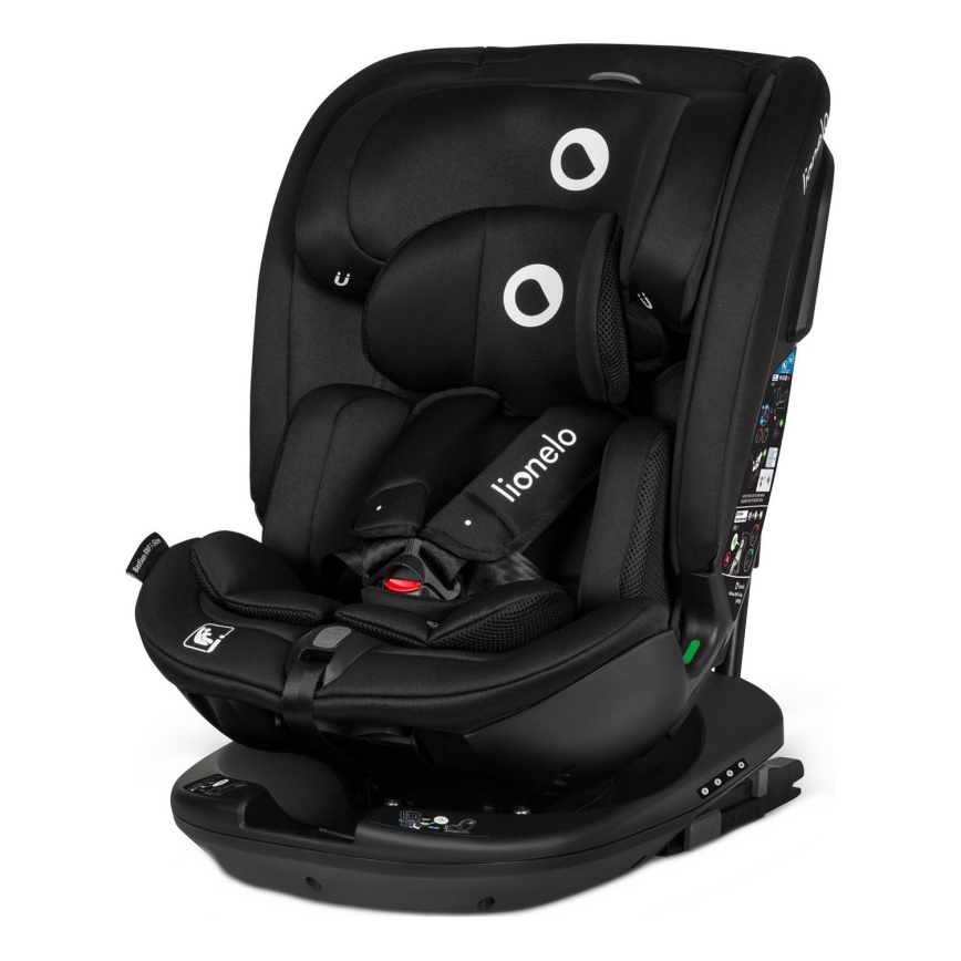 Lionelo - Rotating car seat with base BASTIAAN i-Size 40-150 cm Black Carbon
