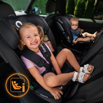 Lionelo - Rotating car seat with base BASTIAAN i-Size 40-150 cm Black Carbon