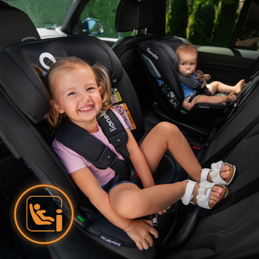 Lionelo - Rotating car seat with base BASTIAAN i-Size 40-150 cm Black Carbon
