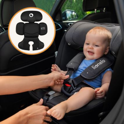 Lionelo - Rotating car seat with base BASTIAAN i-Size 40-150 cm Black Carbon