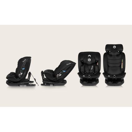 Lionelo - Rotating car seat with base BASTIAAN i-Size 40-150 cm Black Carbon
