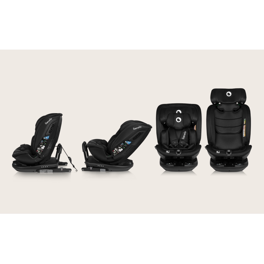 Lionelo - Rotating car seat with base BASTIAAN i-Size 40-150 cm Black Carbon