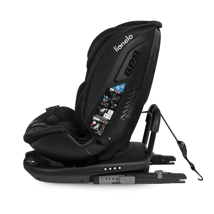 Lionelo - Rotating car seat with base BASTIAAN i-Size 40-150 cm Black Carbon