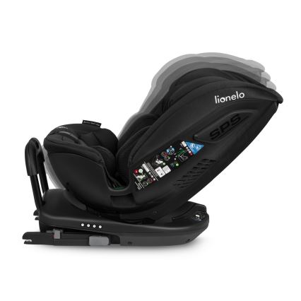 Lionelo - Rotating car seat with base BASTIAAN i-Size 40-150 cm Black Carbon
