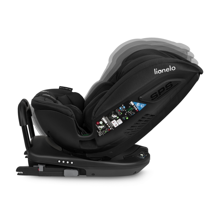 Lionelo - Rotating car seat with base BASTIAAN i-Size 40-150 cm Black Carbon