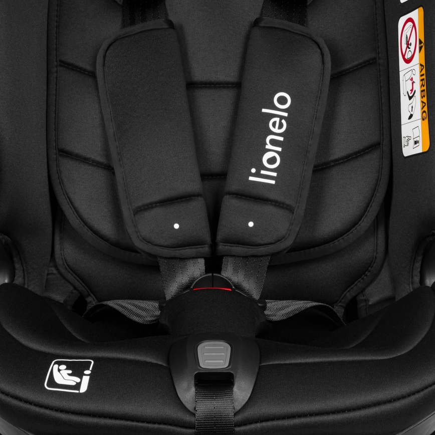 Lionelo - Rotating car seat with base BASTIAAN i-Size 40-150 cm Black Carbon