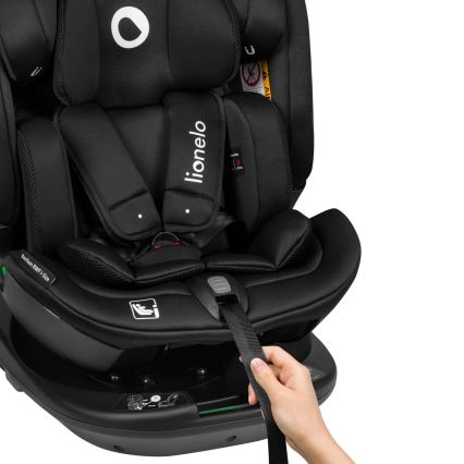 Lionelo - Rotating car seat with base BASTIAAN i-Size 40-150 cm Black Carbon