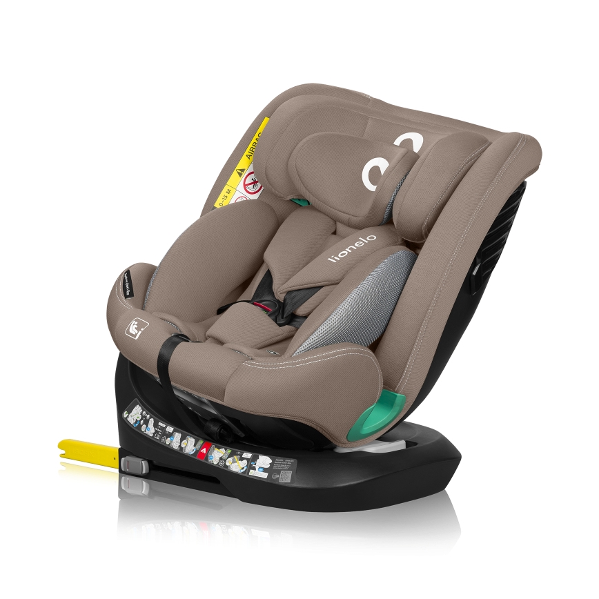 Lionelo - Rotating car seat with base BASTIAAN ONE i-Size 40-150 cm Beige Sand