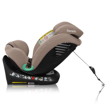 Lionelo - Rotating car seat with base BASTIAAN ONE i-Size 40-150 cm Beige Sand