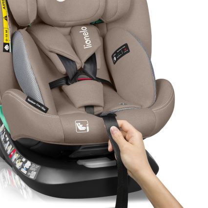 Lionelo - Rotating car seat with base BASTIAAN ONE i-Size 40-150 cm Beige Sand
