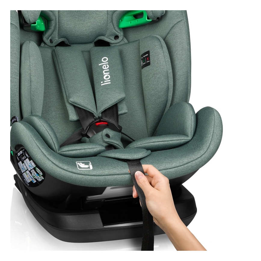 Lionelo - Rotating child car seat with base LAVENDER i-Size 76-150 cm Green Pistachio