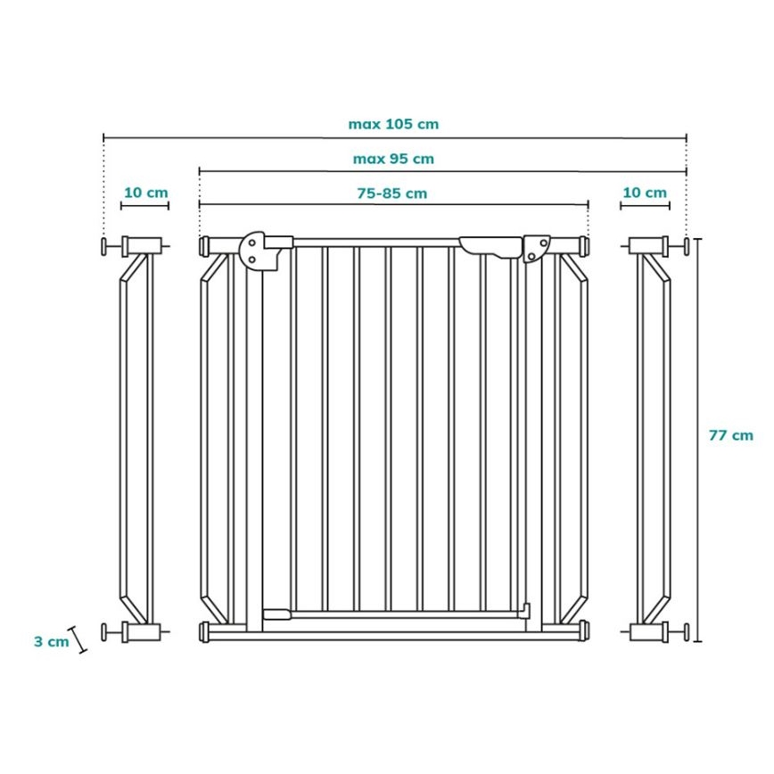 Lionelo - Safety barrier TRUUS SLIM LED grey