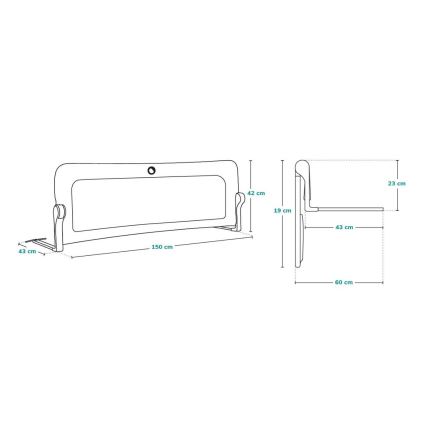 Lionelo - Safety bed barrier EVA grey