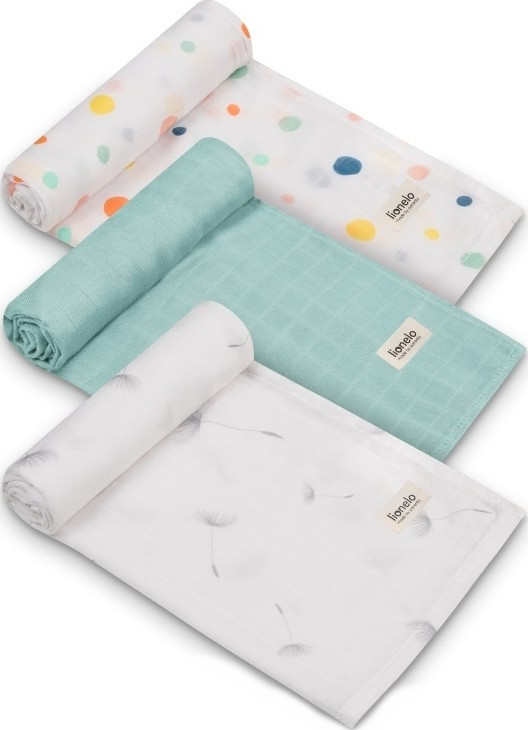 Lionelo - Set of 3 Bamboo Muslin Cloths BAMBOO SET 70x70 cm Dot