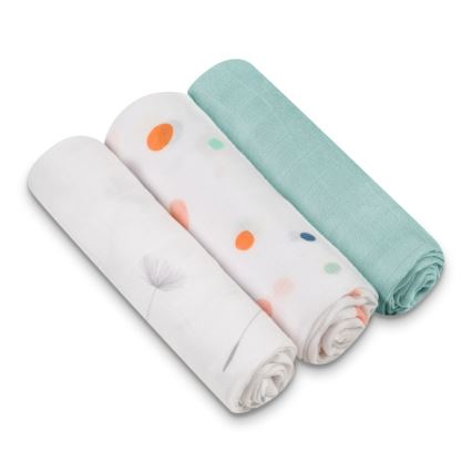 Lionelo - Set of 3 Bamboo Muslin Cloths BAMBOO SET 70x70 cm Dot