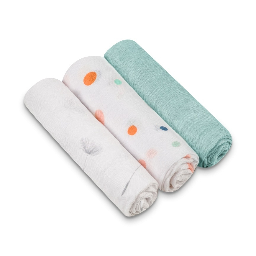 Lionelo - Set of 3 Bamboo Muslin Cloths BAMBOO SET 70x70 cm Dot