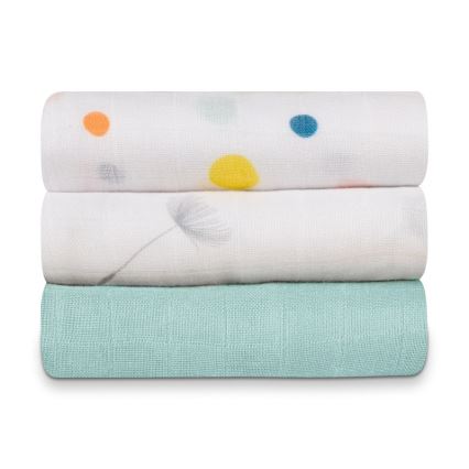 Lionelo - Set of 3 Bamboo Muslin Cloths BAMBOO SET 70x70 cm Dot
