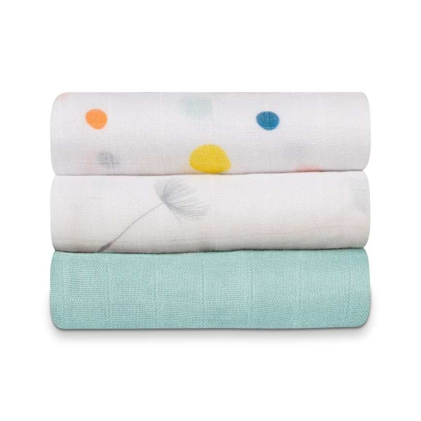 Lionelo - Set of 3 Bamboo Muslin Cloths BAMBOO SET 70x70 cm Dot
