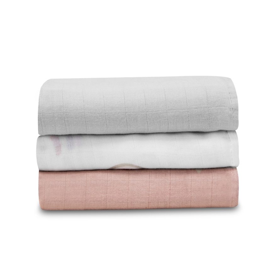 Lionelo - Set of 3 Bamboo Muslin Swaddle Blankets BAMBOO SET 70x70 cm Rainbow