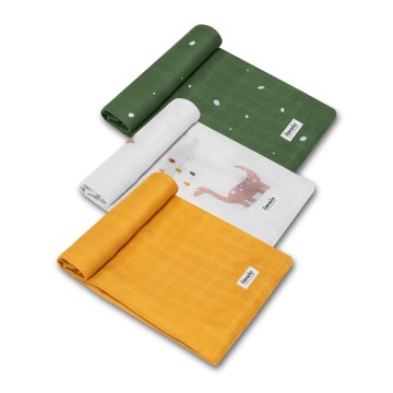 Lionelo - Set of 3 Bamboo Muslins 70x70 cm Dino