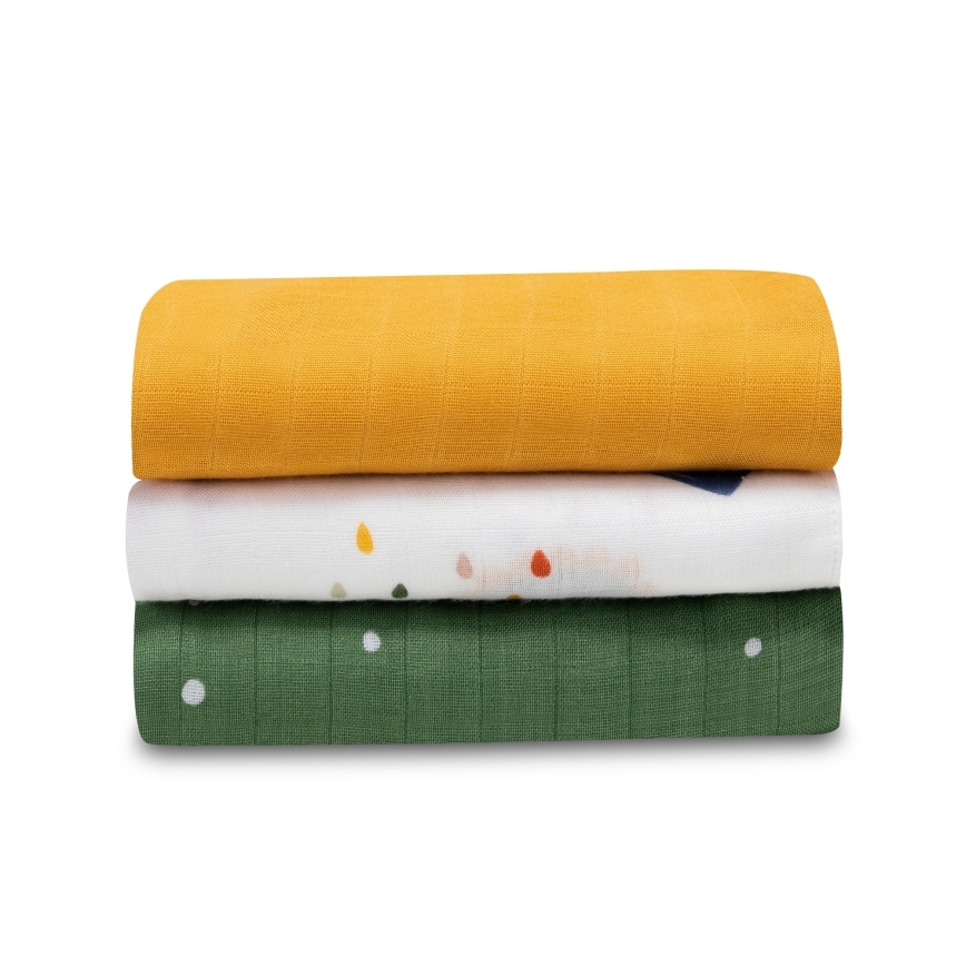 Lionelo - Set of 3 Bamboo Swaddle Cloths 70x70 cm Dino