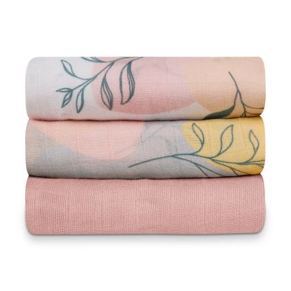 Lionelo - Set of 3 Bamboo Swaddles BAMBOO SET 70x70 cm Leaf