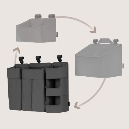 Lionelo - SIDEPOCKET 3-in-1 Crib Organizer Grey