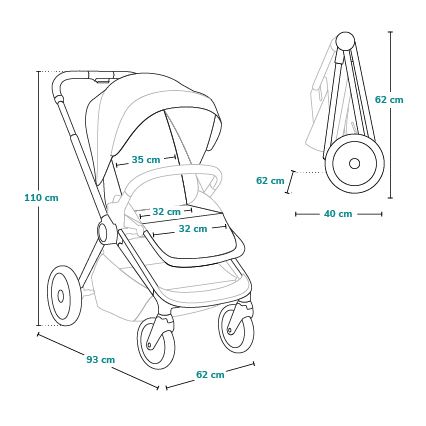 Lionelo - Sports Stroller MIKA PLUS Grey Stone