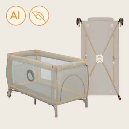 Lionelo - STEFI PLUS Travel Cot, Cappuccino Beige