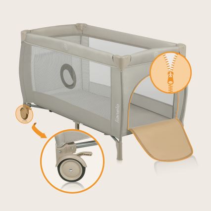 Lionelo - STEFI PLUS Travel Cot, Cappuccino Beige