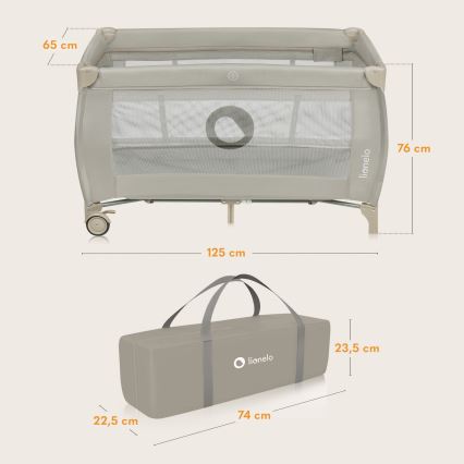 Lionelo - STEFI PLUS Travel Cot, Cappuccino Beige