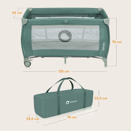 Lionelo - STEFI PLUS Travel Cot, Green Olive
