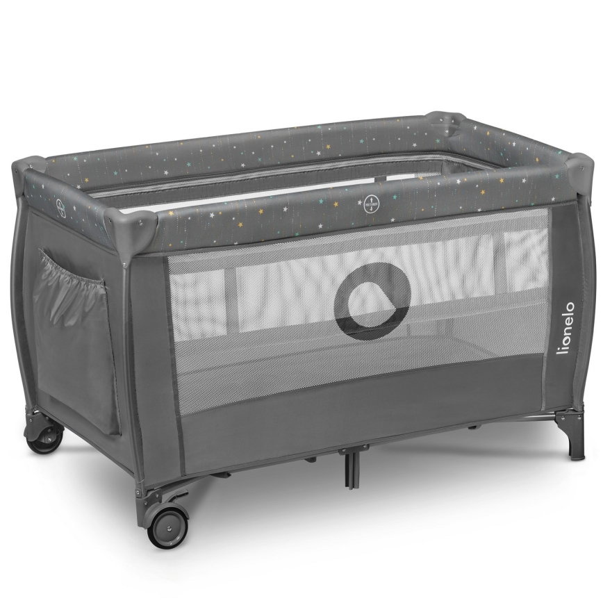 Lionelo - STEFI PLUS Travel Cot Grey Multicolor