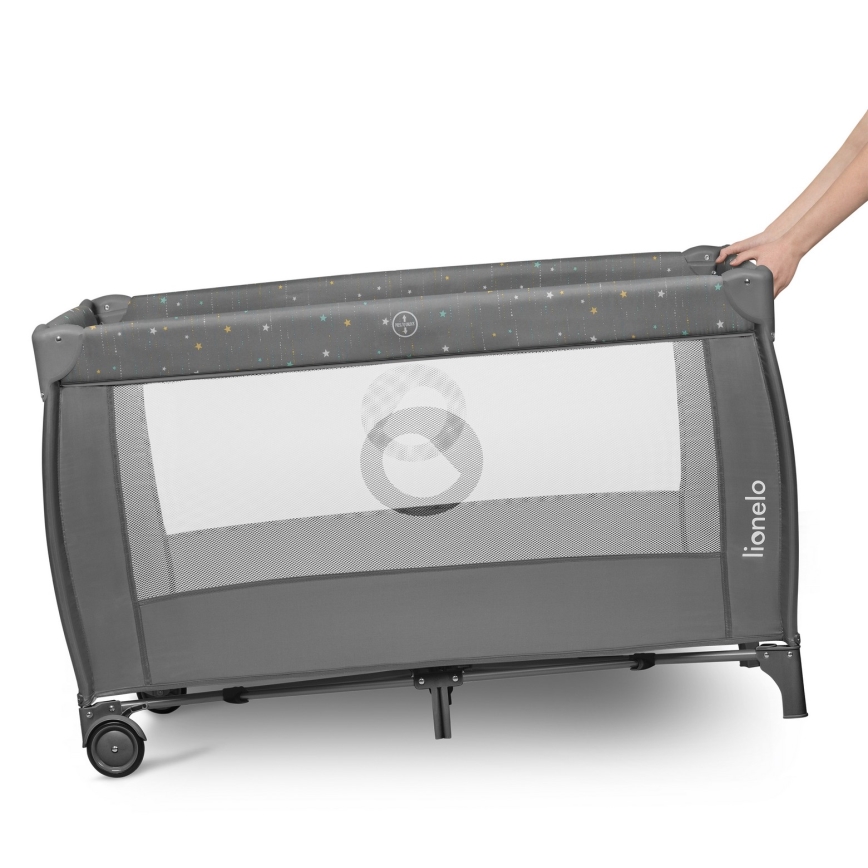 Lionelo - STEFI PLUS Travel Cot Grey Multicolor