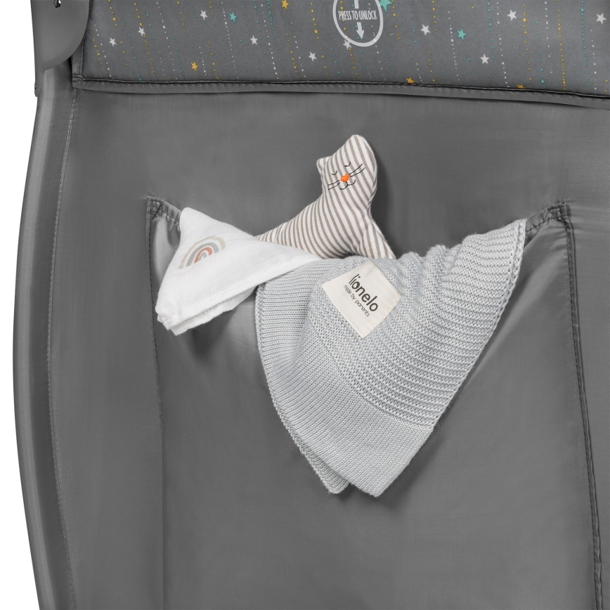 Lionelo - STEFI PLUS Travel Cot Grey Multicolor
