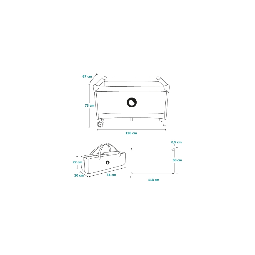 Lionelo - STEFI Travel Cot Blue Grey