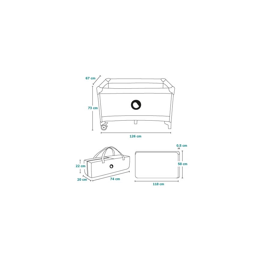 Lionelo - STEFI Travel Cot, Turquoise