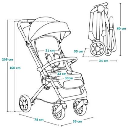 Lionelo - Stroller CLOE black/blue/gold