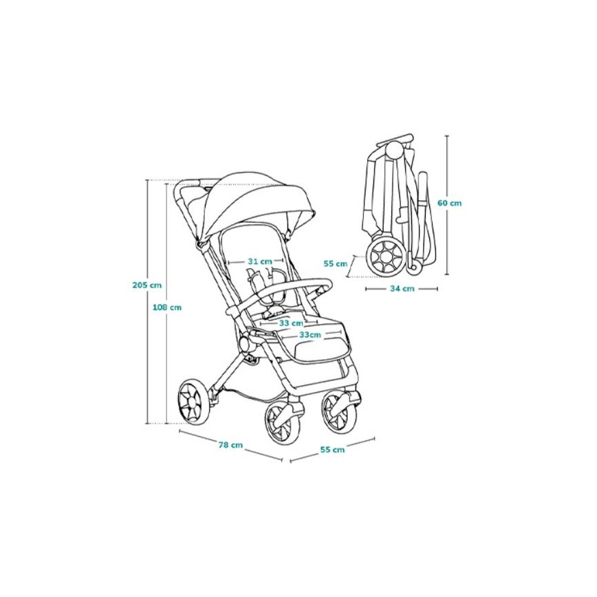 Lionelo - Stroller CLOE black/blue/gold
