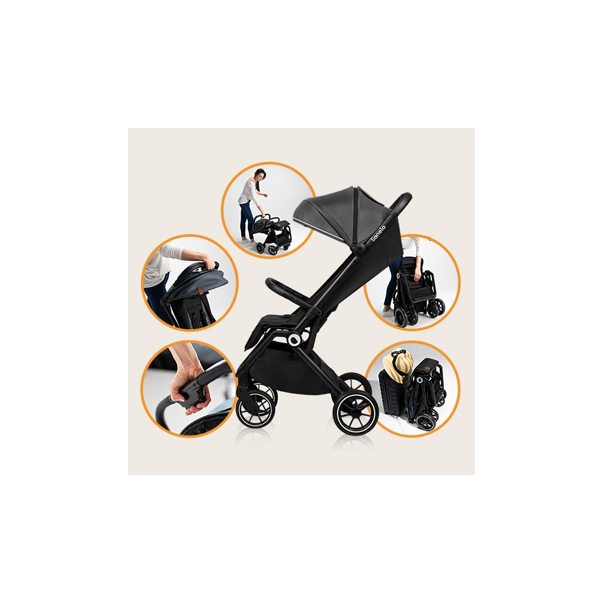 Lionelo - Stroller CLOE black/grey