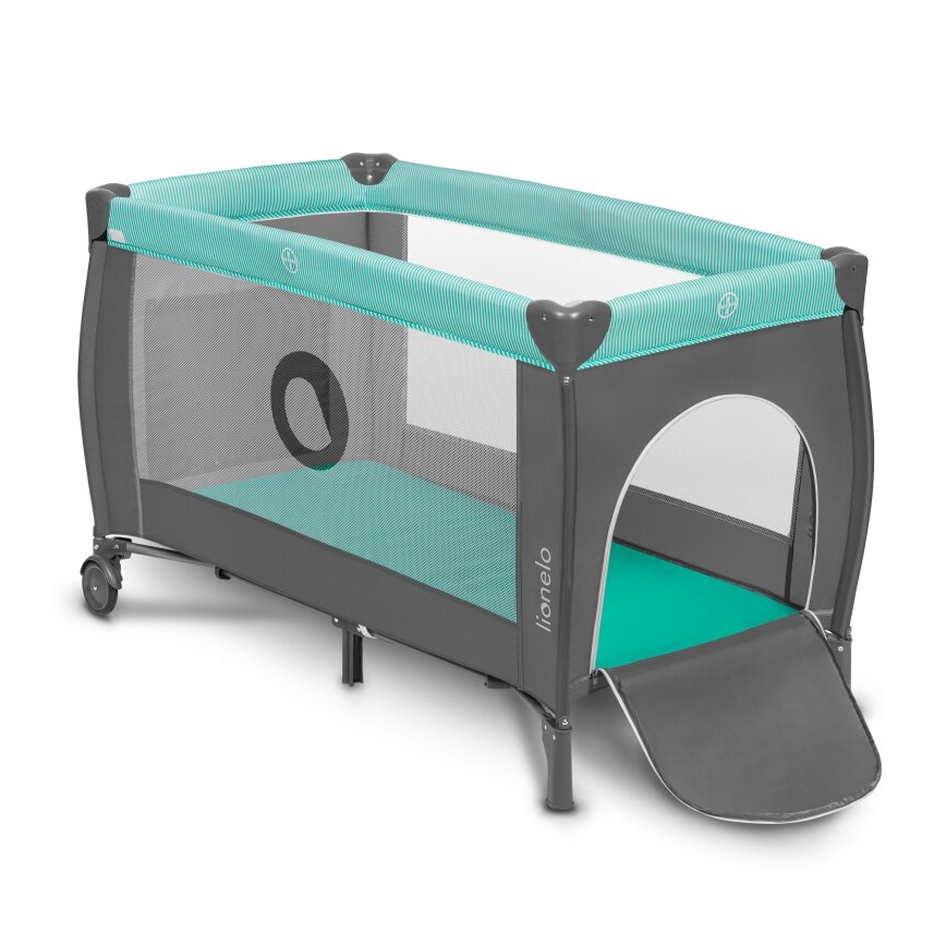 Lionelo - SVEN PLUS Travel Cot, Grey/Turquoise