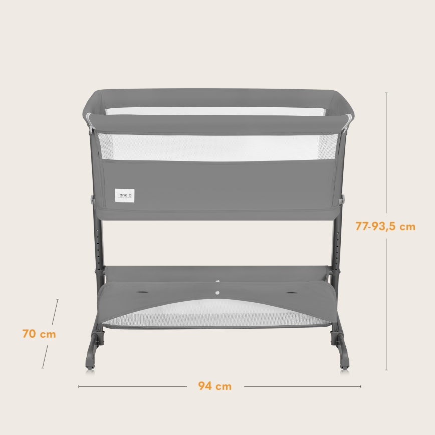 Lionelo - THOMI PLUS 5-in-1 Baby Cot, Grey Concrete