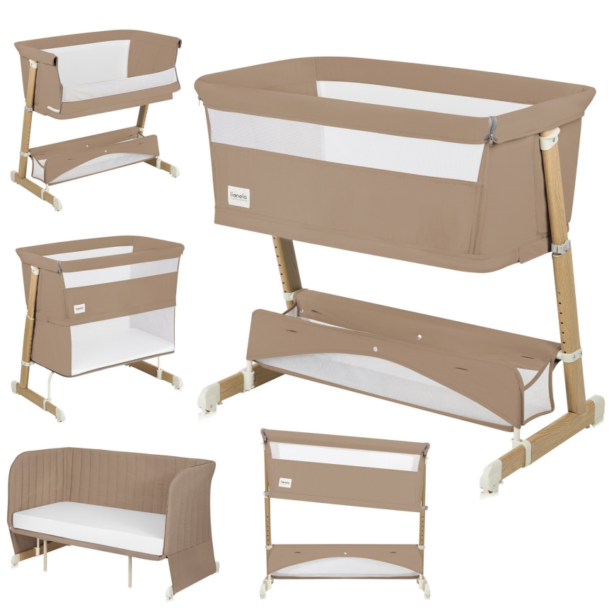 Lionelo - THOMI PLUS 5-in-1 Baby Crib Beige Carmel