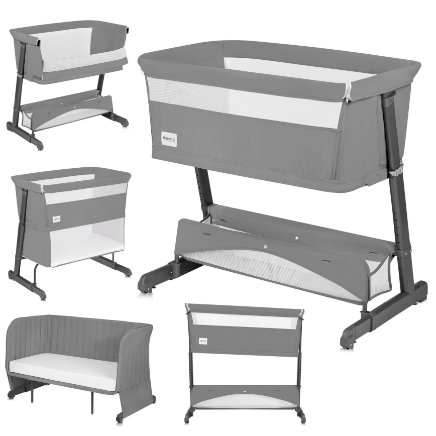 Lionelo - THOMI PLUS 5-in-1 Baby Crib Grey Concrete
