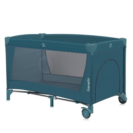 Lionelo - Travel Cot FLOWER Green Turquoise