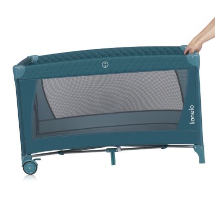 Lionelo - Travel Cot FLOWER Green Turquoise