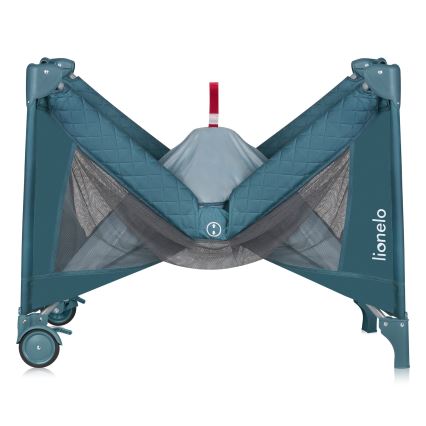 Lionelo - Travel Cot FLOWER Green Turquoise