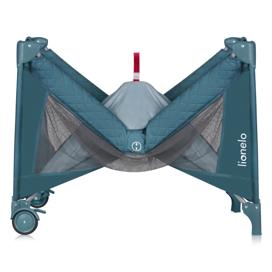 Lionelo - Travel Cot FLOWER Green Turquoise