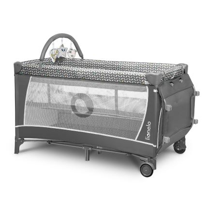 Lionelo - Travel Cot FLOWER Grey Scandi